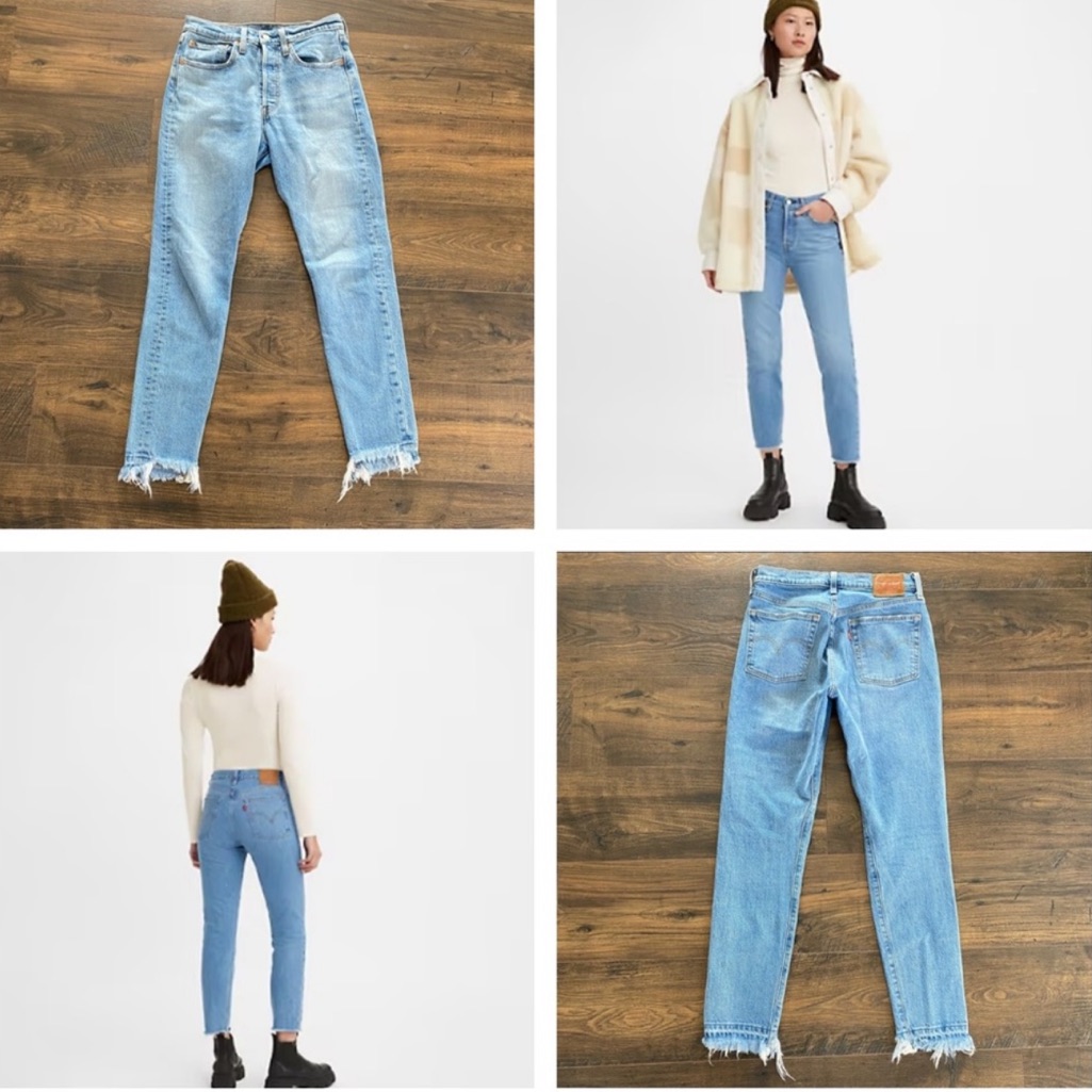 Levi's 501 Wedgie Hi Rise Frayed Hem Jeans Sz 26